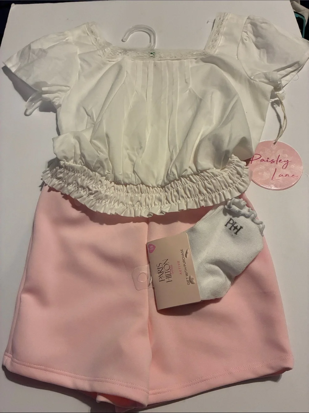Paris Hilton Kids Two-Piece Set in White and Pink